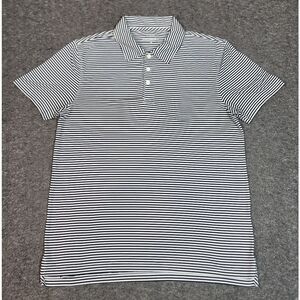 J. Crew Performance Golf Polo Shirt Mens Size L White Black Striped Short Sleeve
